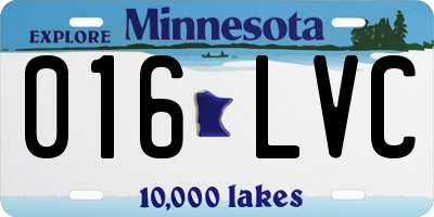 MN license plate 016LVC