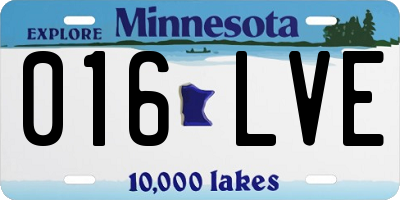 MN license plate 016LVE