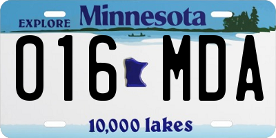 MN license plate 016MDA