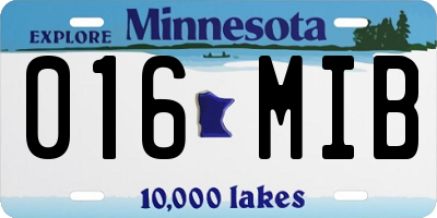 MN license plate 016MIB