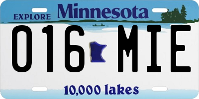 MN license plate 016MIE