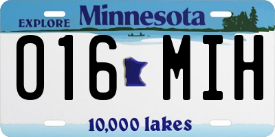 MN license plate 016MIH