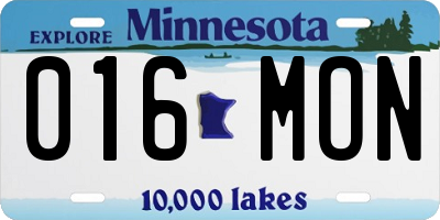 MN license plate 016MON