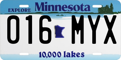 MN license plate 016MYX
