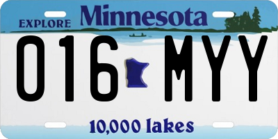 MN license plate 016MYY