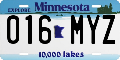 MN license plate 016MYZ