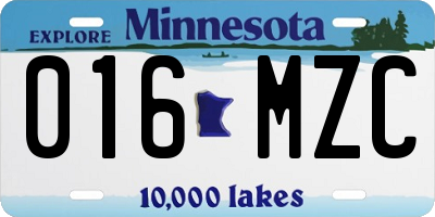 MN license plate 016MZC