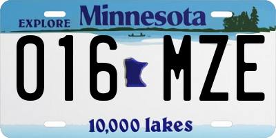 MN license plate 016MZE