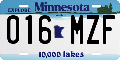 MN license plate 016MZF
