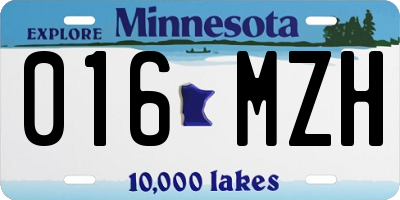 MN license plate 016MZH