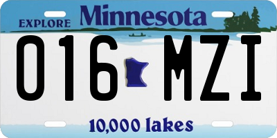 MN license plate 016MZI