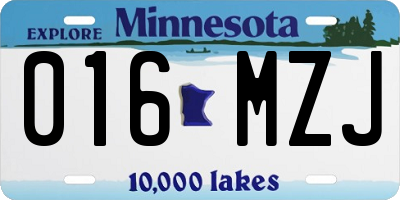 MN license plate 016MZJ