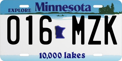 MN license plate 016MZK