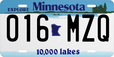 MN license plate 016MZQ