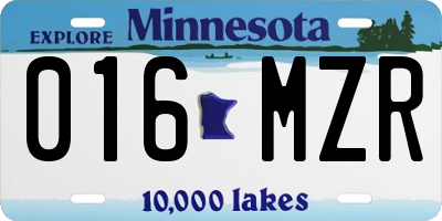 MN license plate 016MZR