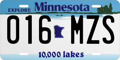MN license plate 016MZS