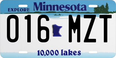 MN license plate 016MZT
