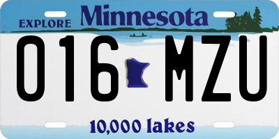 MN license plate 016MZU
