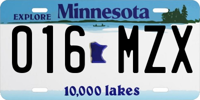 MN license plate 016MZX