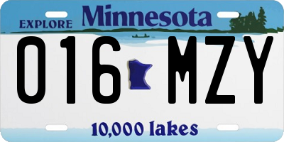 MN license plate 016MZY