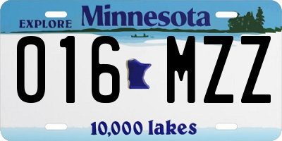 MN license plate 016MZZ