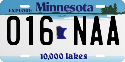 MN license plate 016NAA