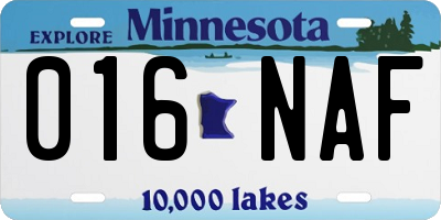 MN license plate 016NAF