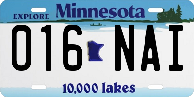 MN license plate 016NAI