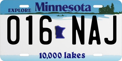 MN license plate 016NAJ