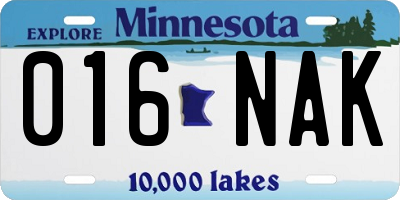 MN license plate 016NAK