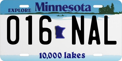 MN license plate 016NAL