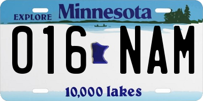 MN license plate 016NAM