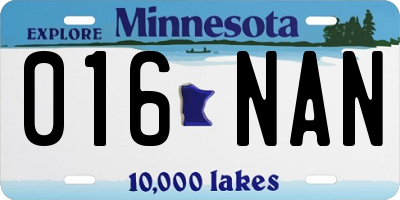 MN license plate 016NAN