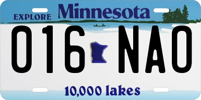 MN license plate 016NAO