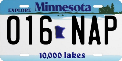 MN license plate 016NAP