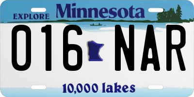 MN license plate 016NAR
