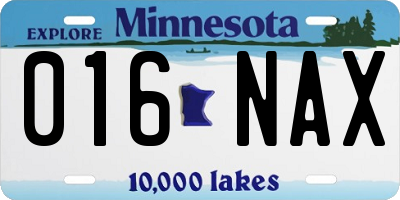 MN license plate 016NAX