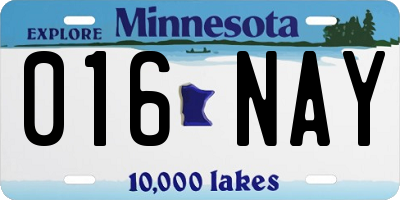MN license plate 016NAY