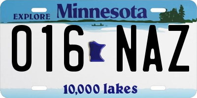 MN license plate 016NAZ