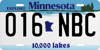 MN license plate 016NBC