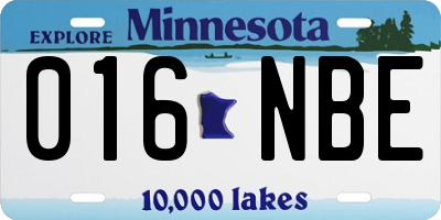 MN license plate 016NBE