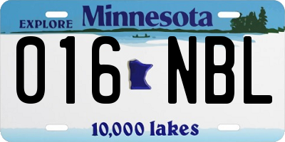 MN license plate 016NBL