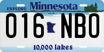 MN license plate 016NBO