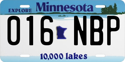 MN license plate 016NBP