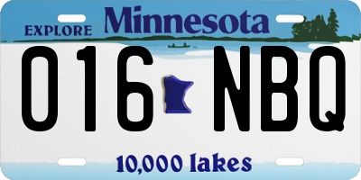 MN license plate 016NBQ
