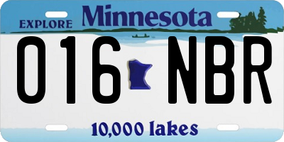 MN license plate 016NBR