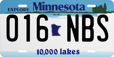 MN license plate 016NBS