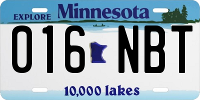 MN license plate 016NBT