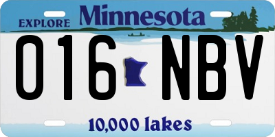 MN license plate 016NBV