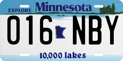 MN license plate 016NBY